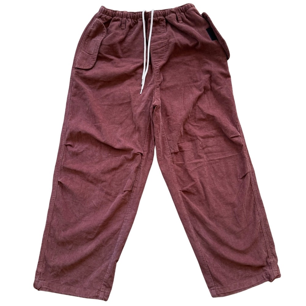 BDG Corduroy Wide Leg Pants Womens Small Mauve Burgundy Bungee Hem Utility